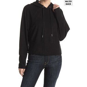 WALTER BAKER WOMEN NWT LOLITA RAYON BLEND BLACK PULLOVER HOODIE. SIZE M